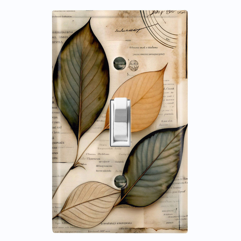 Couvercle de plaque d'interrupteur en métal; Bascule à 1 taille US standard - feuilles rétro, # 1 à bascule simple