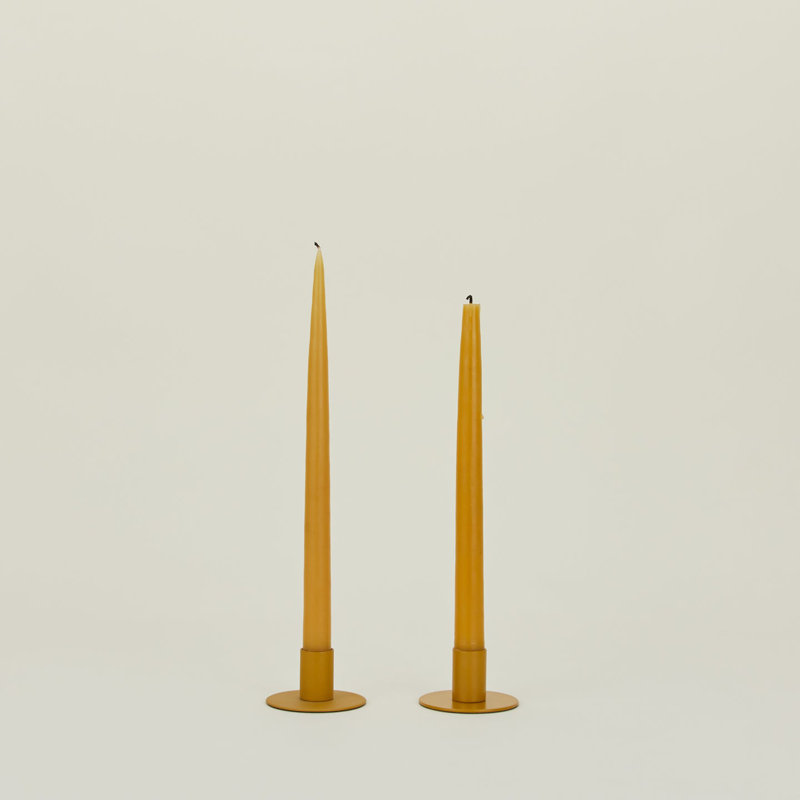 Mustard Stainless Steel Minimalist Candlestick Set of 2