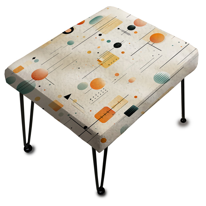 Minimalism Beige Ferns Pattern - Geometric Rectangle Ottoman