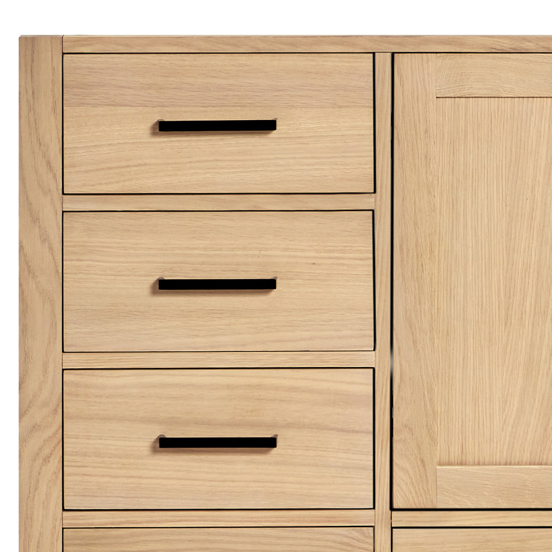 Cambridge 42'' W Single Bathroom Vanity Base, Matte Black, Oak 