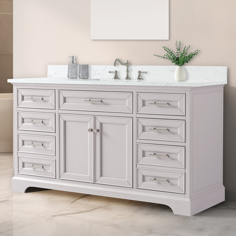 Thompson 60" W Single Bathroom Vanity, Taupe/Brushed Nickel