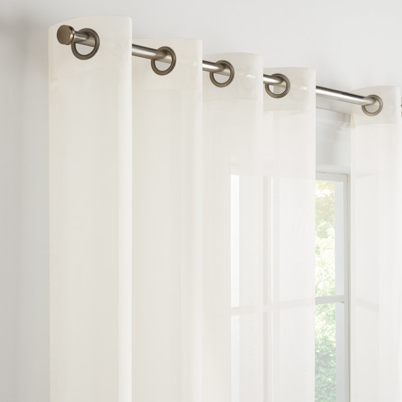 Gray Sheer Grommet Blackout Polyester Window Panel