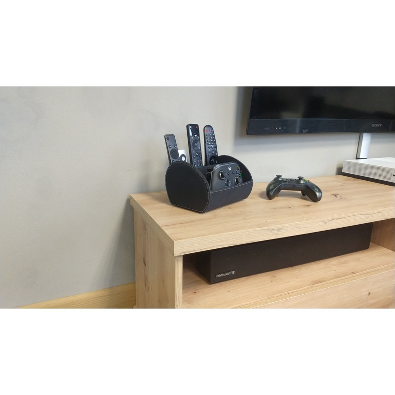 Faux Leather Desk Organiser, Black