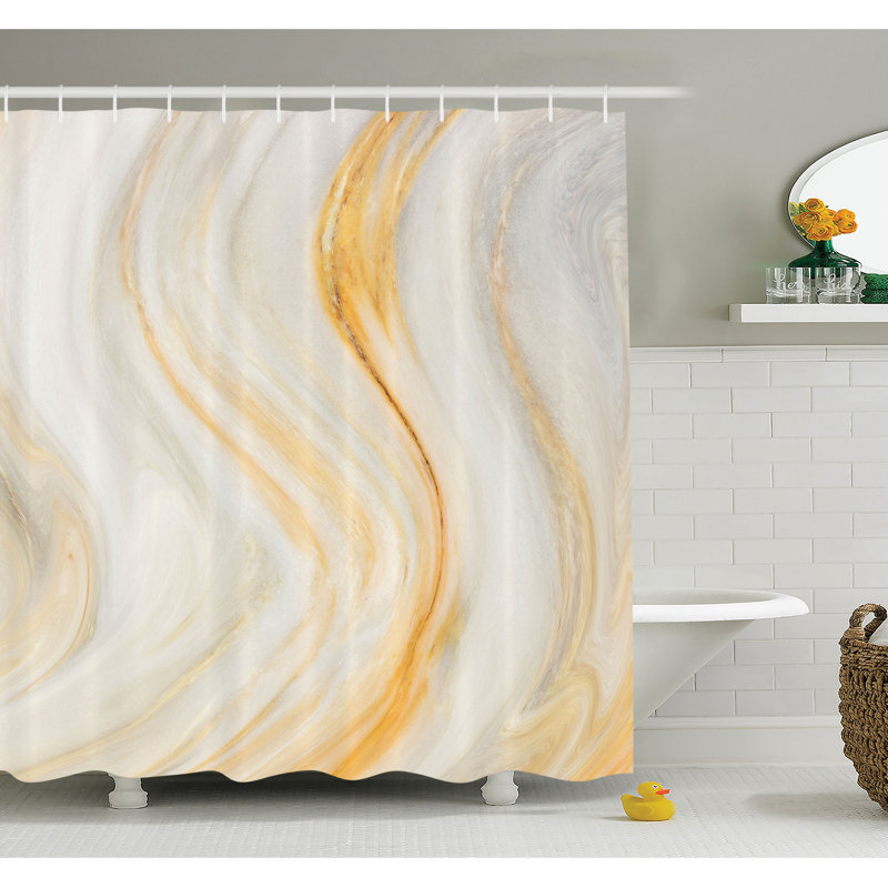 Ensemble de rideau de douche brushstroke psychédélique ondulée avec effets de garde floue décoration, H 75 po x l 69 po