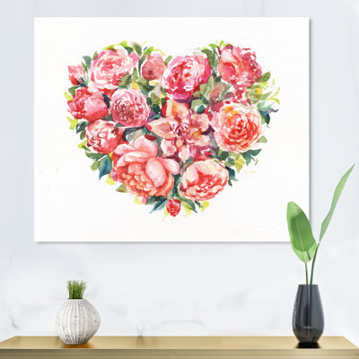«Bouquet of Roses at Valentines», reproduction d'art sur toile