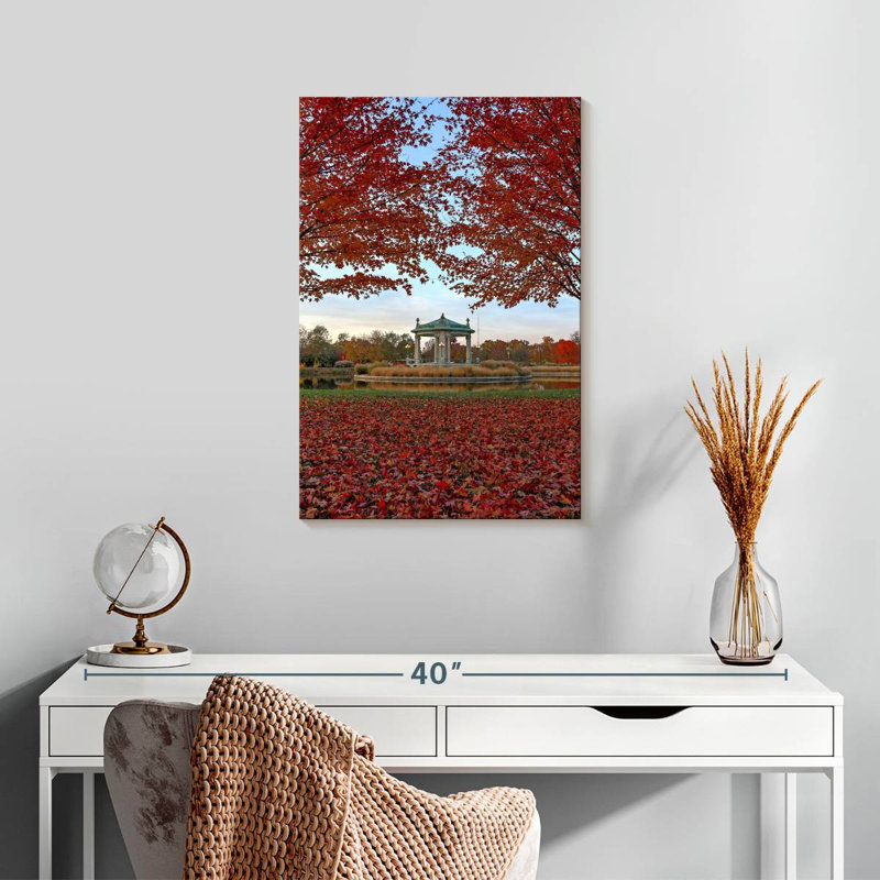 Forêt, parc, automne rouge, H 24 po x l 16 po