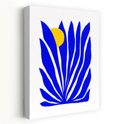 «Blue Botanical Sun», reproduction d'art audacieuse de plante naturelle contemporaine
