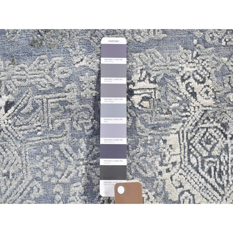 Tapis oriental noué à la main en laine et en soie pure 12 pi x 15 pi 1 po D88D924CF2B44C4499F06A715BE2A38D