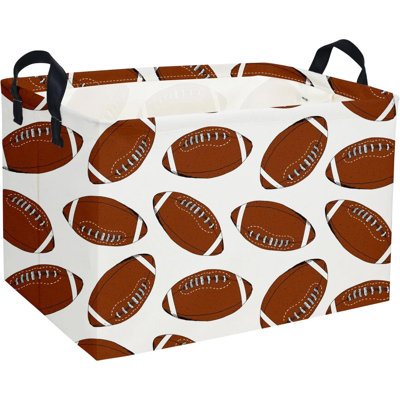 Panier de football rectangulaire, paniers pour enfants. Panier en PE imperméable avec poignées. Panier pour garçons, boîte à jouets, panier à livres, panier à cadeaux. (Rugby)