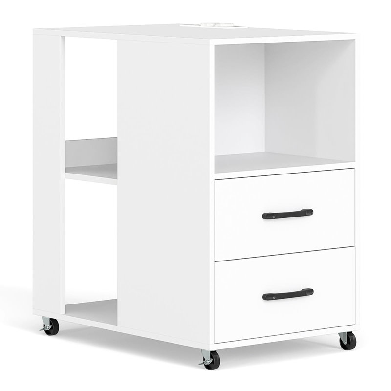 60cm W Manufactured Wood Bedside Table, White