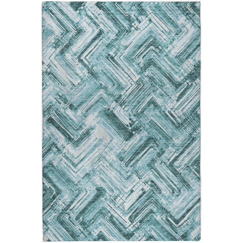 Tapis à poil long de qualité supérieure lavable à la machine ADS630, Teal, 5' x 7'6"