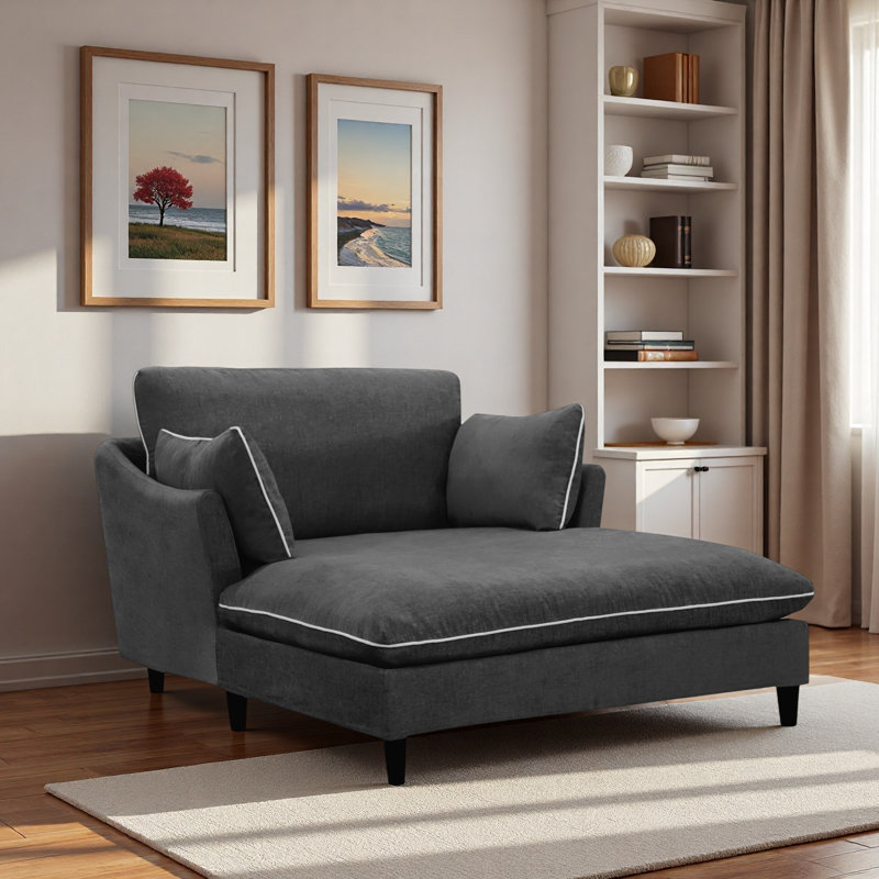 Chaise longue moderne avec coussins, Noir