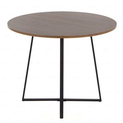 Table de salle à manger contemporaine en métal noir et bois de noyer