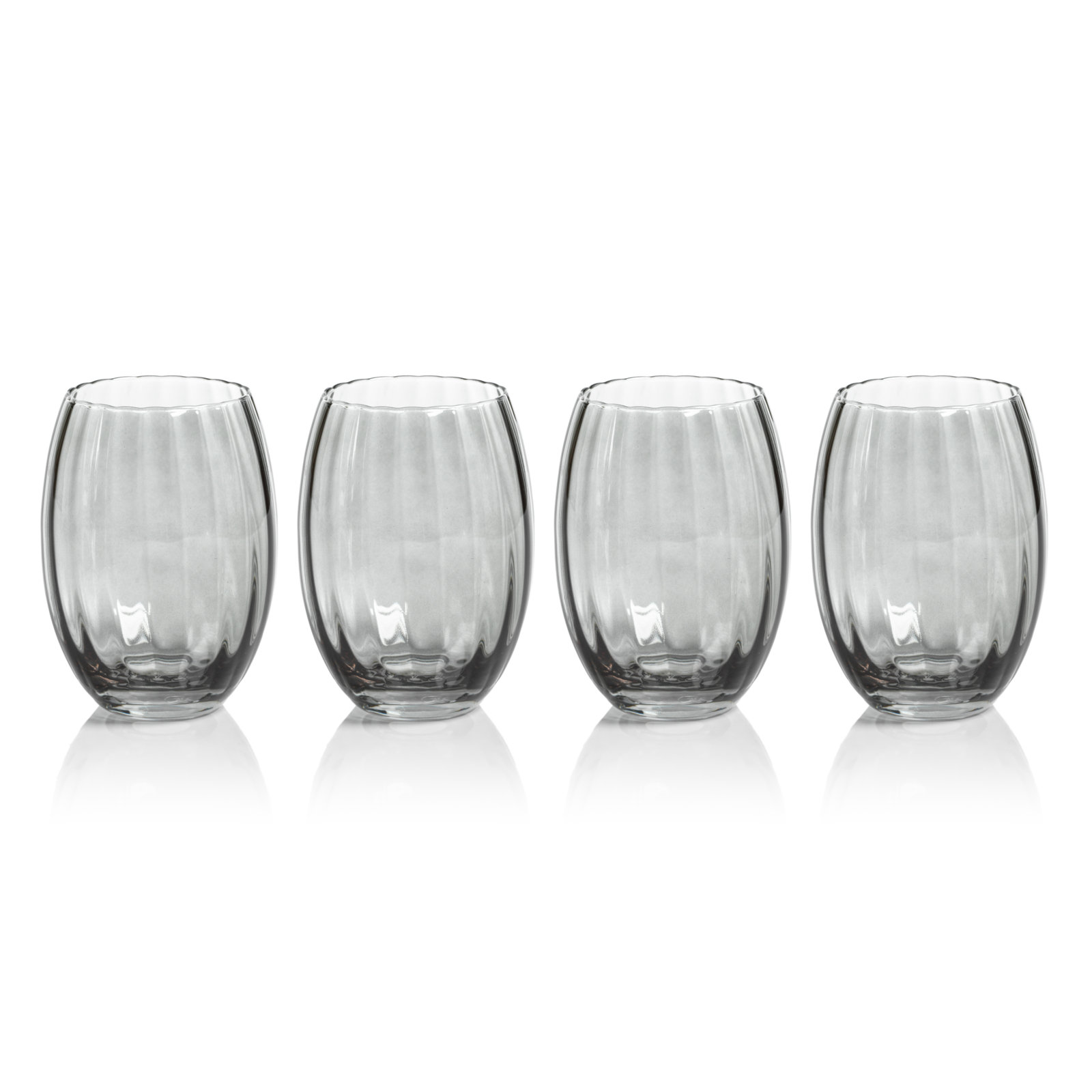 Malden Optic Stemless All-Purpose Glasses, Set of 4, Smoke