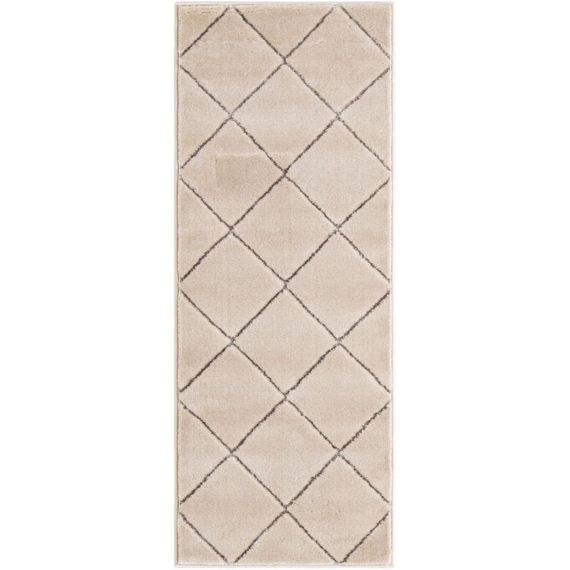 Contemporary Falco Runner Rug White and Silver Color, Runner 2' x 5'1"