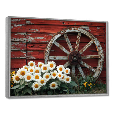 «Craighead Countryside Sunflowers By The Wagon Wheel», art mural tournesols