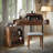 55.9" Corner Vanity Desk with Tri-Fold LED Mirror, Adjustable Lighting Dressing Table with Storage Shelf & PU Stool