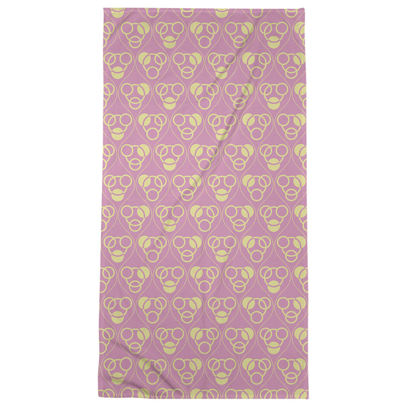 Serviette de bain à motif de cercles et de vagues Classic, Rose/jaune