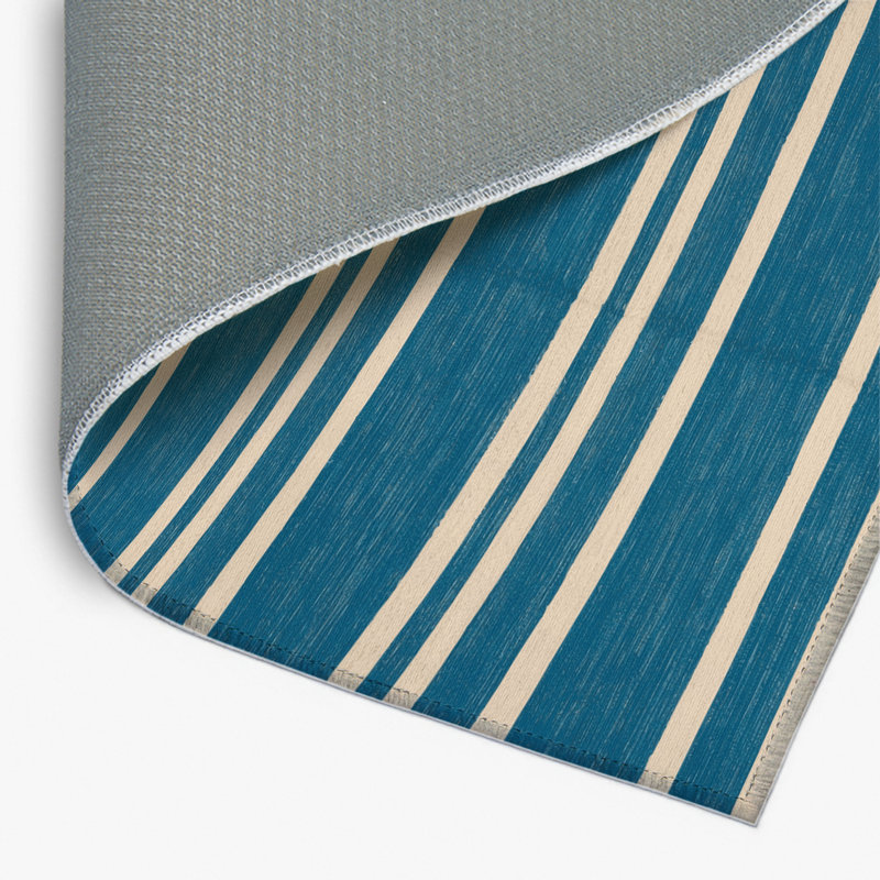 Tapis intérieur / extérieur bleu HorizontalStripes, Rectangulaire 8 pi x 10 pi