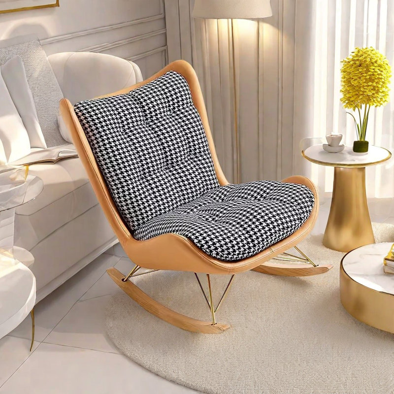 Chaise berçante à motif écossais Thousand-Bird, Orange
