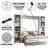 Easy-Lift Murphy Wall Bed in Wood Grain with Two Bookshelves-385874865-377067309