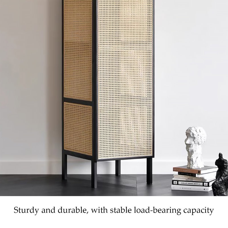 Armoire de rangement moderne minimaliste en rotin blanc
