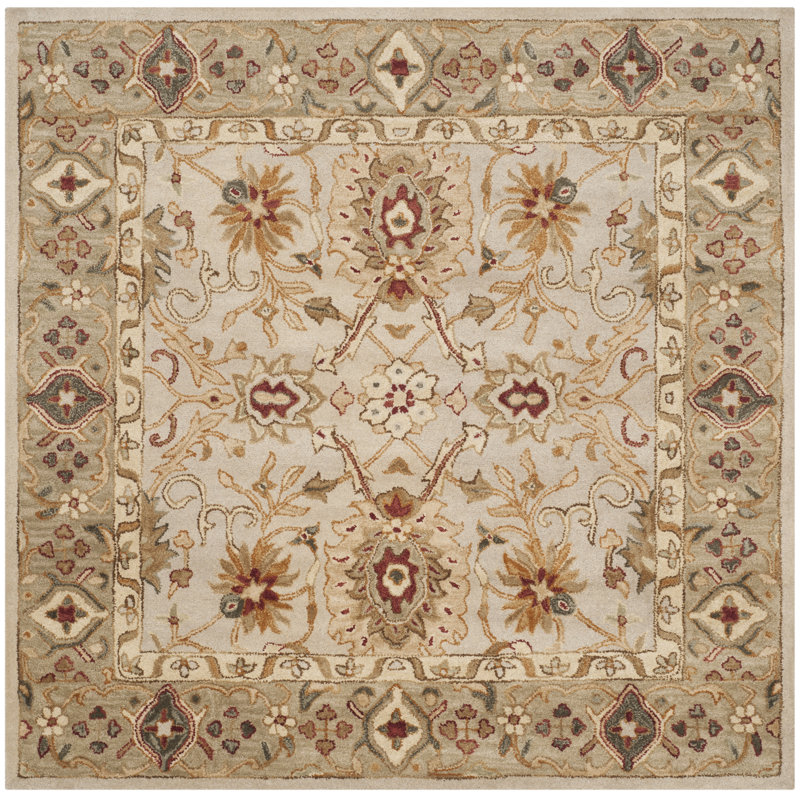 Tapis beige en laine touffeté à la main Armintha, Carré 6 pi