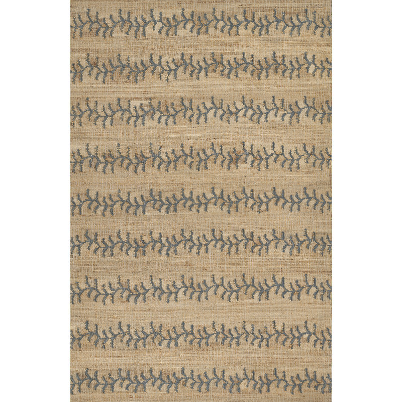Erin Gates by Momeni Orchard Vine Stripe Jute and Wool Hand Woven Blue Area Rug, Rectangle 10' x 14'