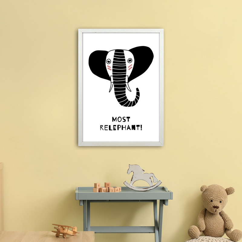 Elephant by Miniofmine - Print, 63cm H x 46cm W x 3cm D, Brown Framed