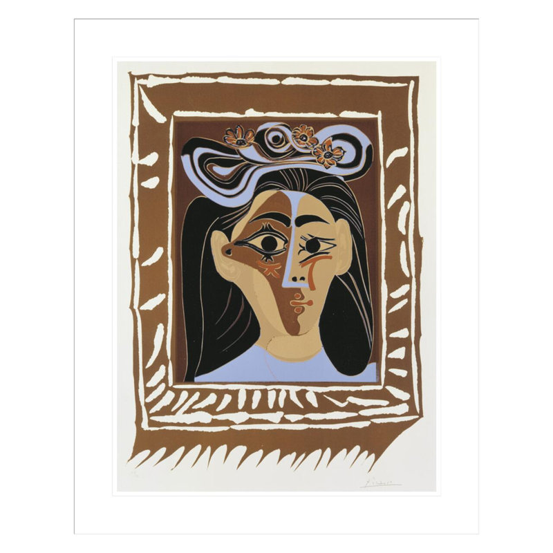 Jacqueline au chapeau à fleurs par Pablo Picasso, H 29,42 po x l 23,5 po