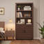 Bibliothèque de campagne 71 "avec portes, bibliothèque rustique en bois à 5 niveaux avec armoire et tablette réglable