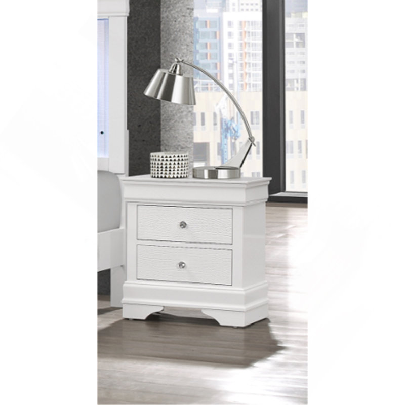SHAKER CROCODILE METALLIC WHITE NIGHTSTAND, White