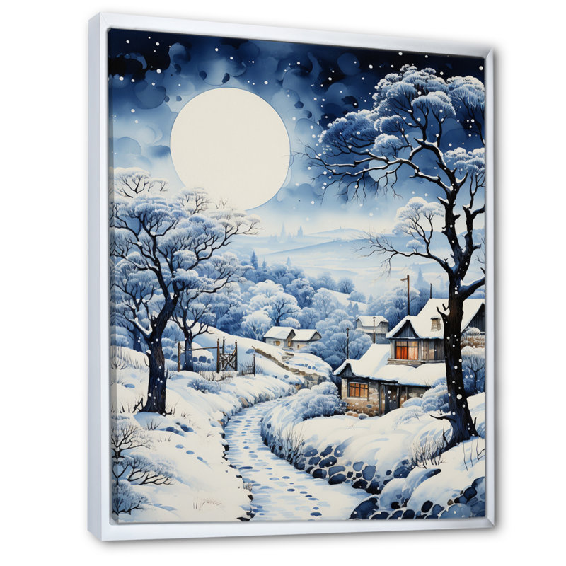 Harmony of Winter Village V - Imprimé, Cadre flottant blanc, H 32 po x l 24 po x P 1 po