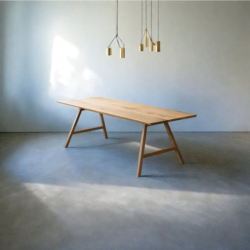 Table de salle à manger rectangulaire en bois de frêne, H 29,53 po x L 55,12 po x l 31,5 po