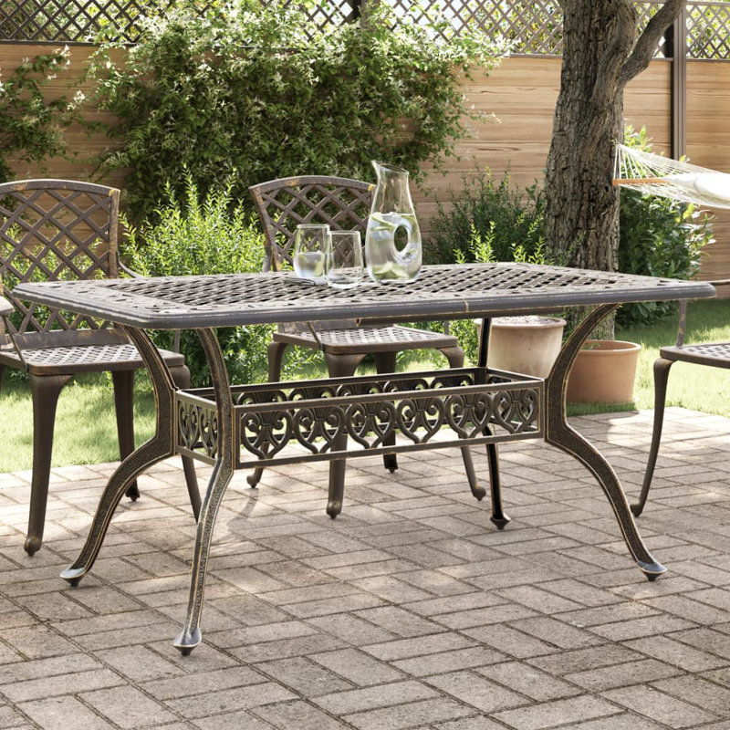 Garden Table Outdoor Dining Table Balcony Side Table Cast Aluminium, Bronze/Black