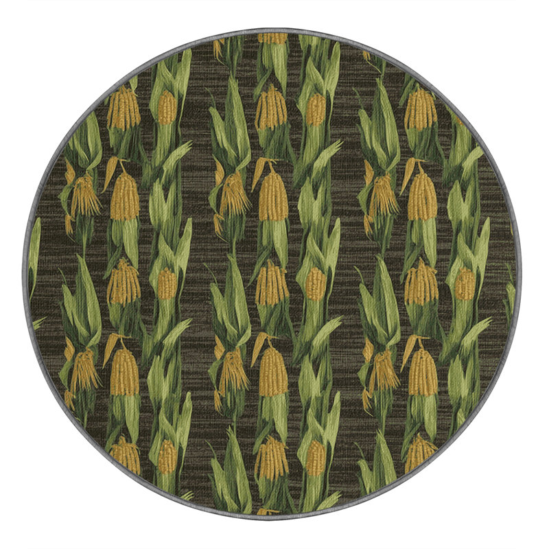  Tapis lavable à tiges de maïs, Rond 5 pi