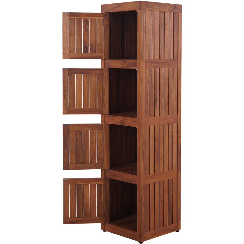 Sula Three-Level Teak Tower Floor Cabinet
