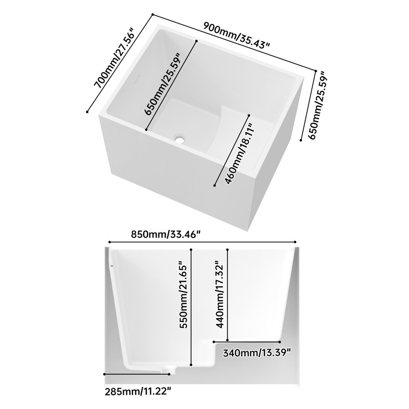 Rectangular 35" Acrylic Tub, Gloss White, Thoughtful Soaking Experience, Long - Lasting , Finish, Space Saving Design, Exceptional Comfort Bath Tub, Outstanding With Built In Seat, Acrylic, Finish
