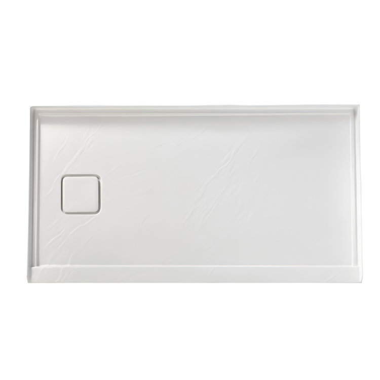 Base de plateau de douche à seuil simple à surface solide avec couvercle de bonde inclus, surface de douche antidérapante à surface texturée, bonde