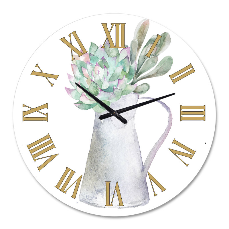 Succulent Home Plant - Horloge murale traditionnelle, Grand