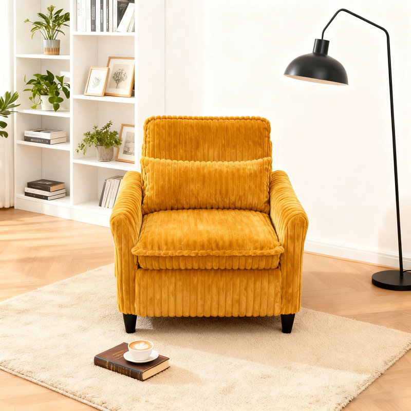 Corduroy Fabirc Fauteuil confortable pour petit appartement Chambre à coucher Balcon Petit canapé-lit Petit canapé avec coussin