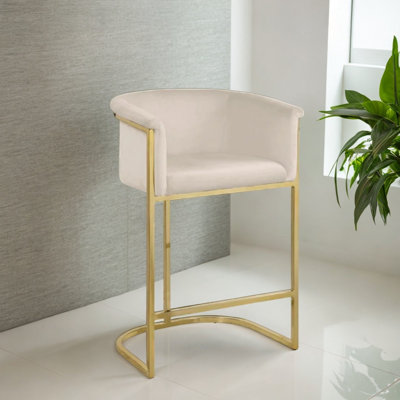 Tabouret de comptoir en velours Kanni