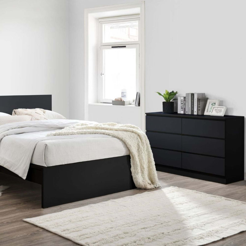 120cm W 6 - Drawer Chest of Drawers, Black