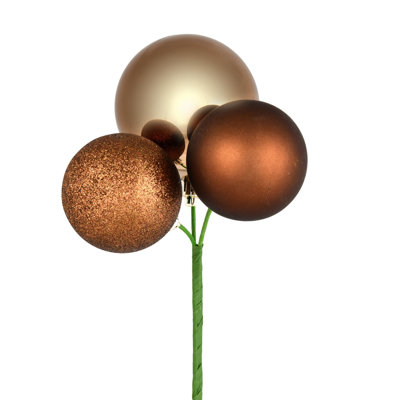 Vickerman 18" Ball Ornament Christmas Pick, 4 per Bag
