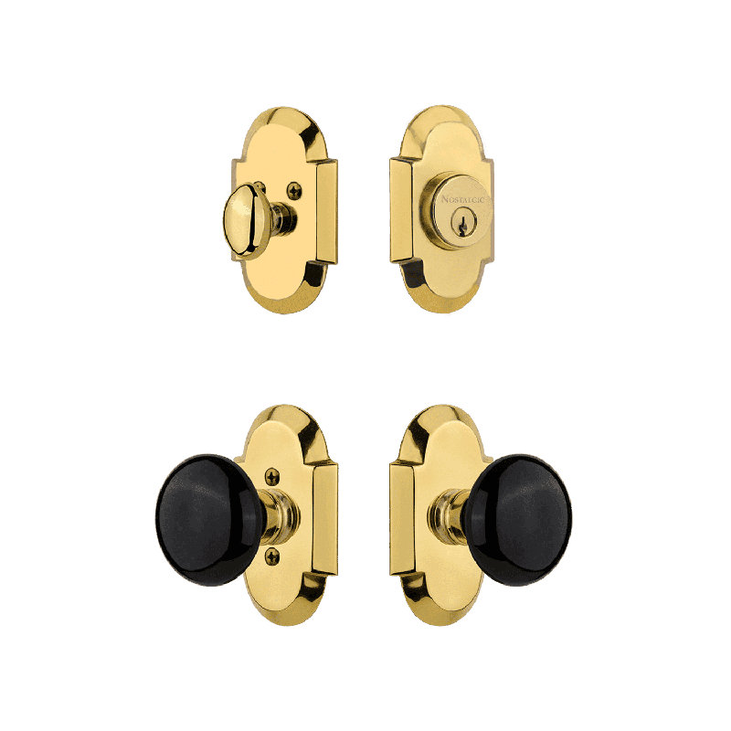 Nostalgic Warehouse Cottage Entry Set with Brown Porcelain Knob, 2.75", White/Timeless Bronze