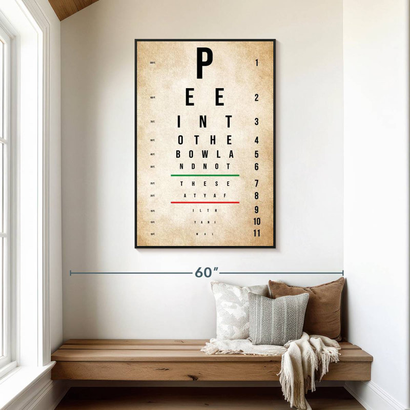 Drôle de toilette, 31 po x 46 po, Cadre flottant noir