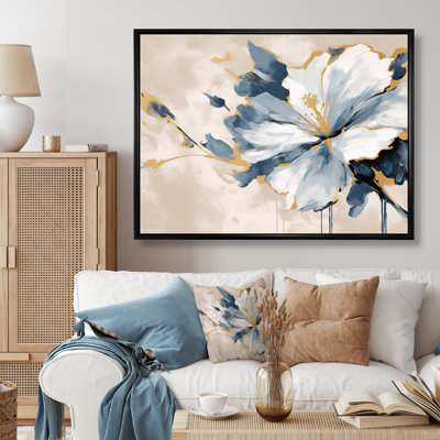 Hibiscus bleu et blanc, harmonie tropicale, fleurs II - art mural floral