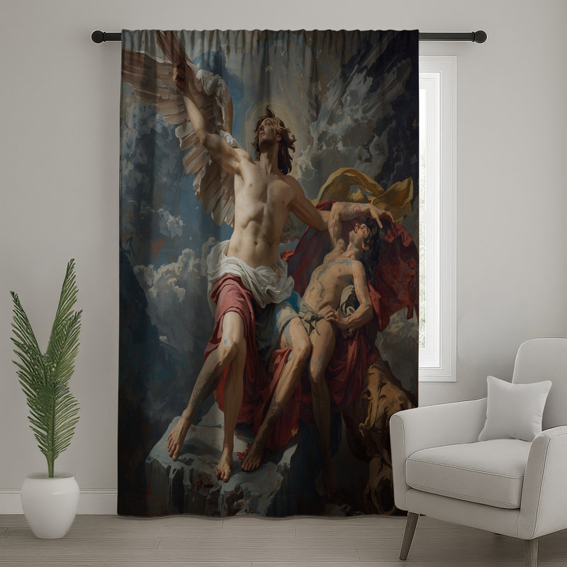 Rideaux de fenêtre classiques, voilages et voilages à motif angélique - 1 panneau, 50" x 80" - 1 Panel, Sheer