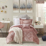 Felicia Crushed Velvet Comforter Set with Throw Pillow