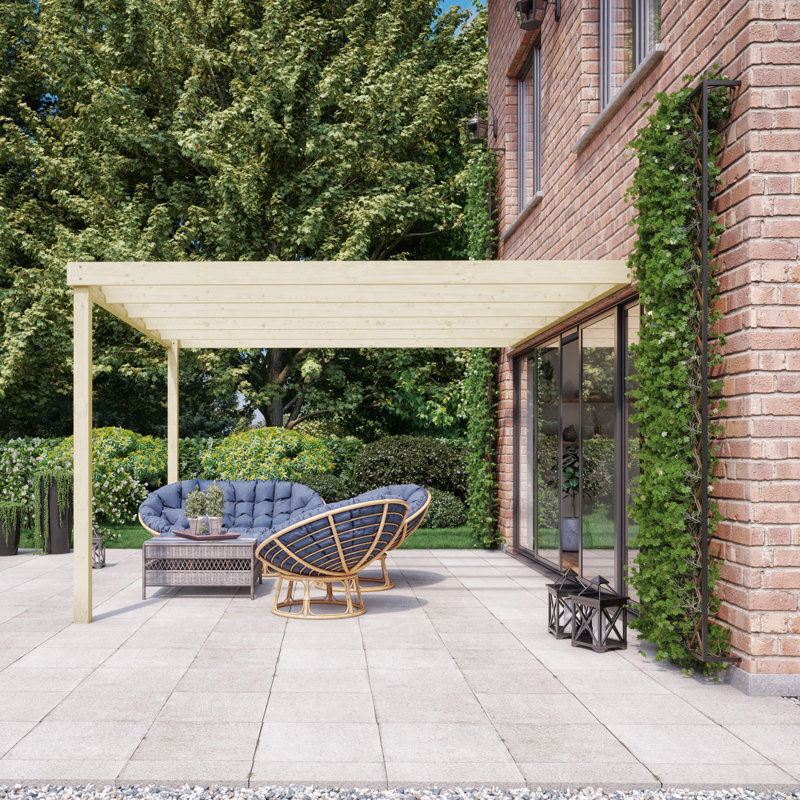 Baudi Solid Wood Pergola, Light Green, 12 ft x 12 ft